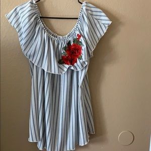 Plus Size Blouse - Blue & White (Never Worn)